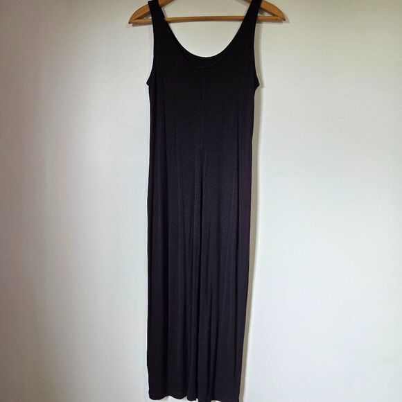 EUC OLD NAVY RIBBED SCOOP NECK BODYCON BLACK MIDI TANK DRESS SIZE SMALL - Picture 2 of 13